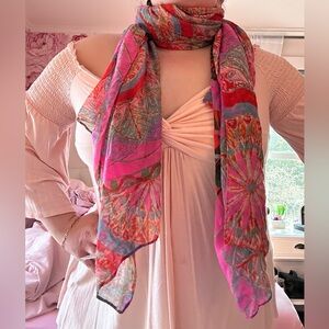 Desigual Sheer Multicolor Statement Scarf | Artistic Boho Print